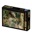 Puzzle da 1000 Pezzi - Peder Mørk Mønsted: An Old Woman Watering the Flowers Behind the Thached Fa