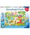 2 Puzzle da 12 Pezzi - Dinosauri Giocosi