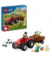 City - Trattore Agricolo Rosso con Rimorchio e Pecore