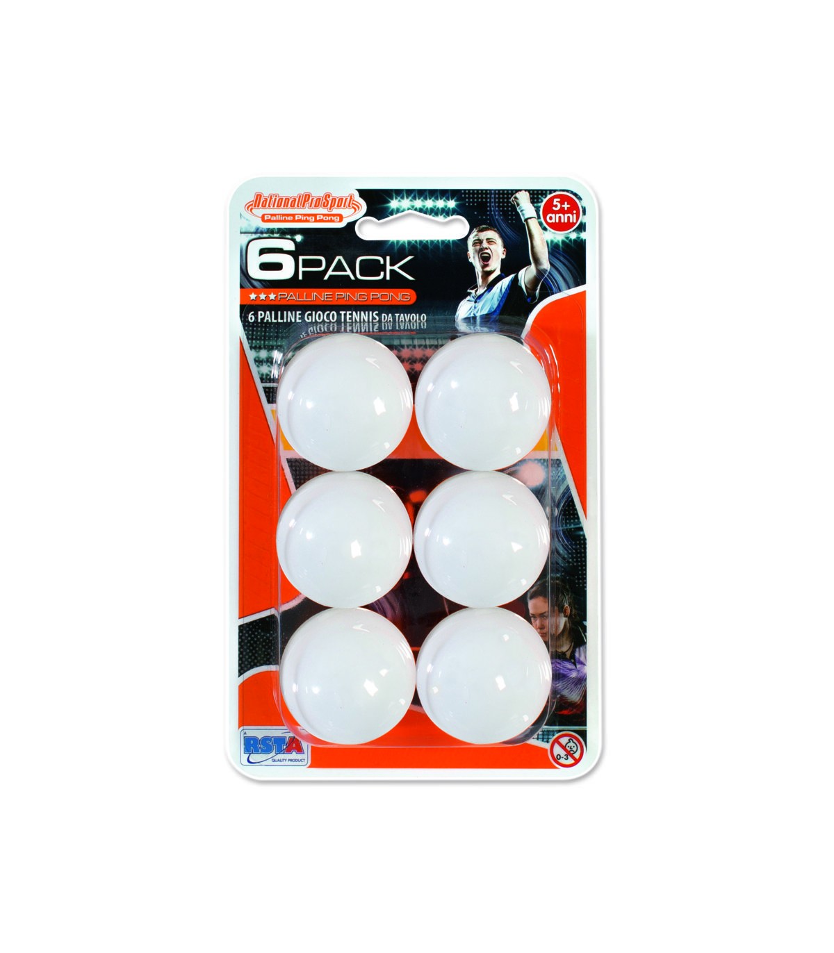 Blister 6 Palline da Ping Pong, Giochi all'aria aperta, RSToys