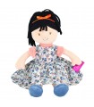 Tammy Lu - Capelli Neri e Vestito Bianco e Arancio a Fiori Blu (35 cm)