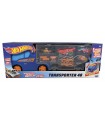 Hot Wheels - Transporter cm 40 NEW  con 3 auto e accessoriScivolo frontale, segnali stradaliapribile su due lati, può contenere