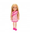 Barbie - Bambola Chelsea Abito a Quadri Bianco e Rosa