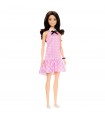 Barbie - Fashionistas: Vestito Rosa Smanicato Capelli Neri