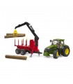  Trattore John Deere 7R 350 con benna e rimorchio trasporto tronchi