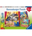 3 Puzzle da 49 Pezzi - Animali in Scena