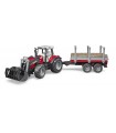 Trattore Massey Ferguson 7480 con rimorchio trasporto tronchi