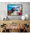 Puzzle da 1000 Pezzi - Santorini View with Flowers, Greece