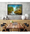 Puzzle 1000 pezzi A Log Cabin by the Rapids